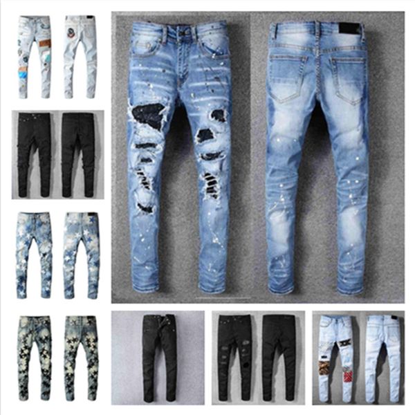 2022 fashion new mens luxury designer denim jeans holes trousers biker jeans pants, Blue
2022 fashion new mens luxury designer denim jeans holes trousers biker jeans pants, Blue