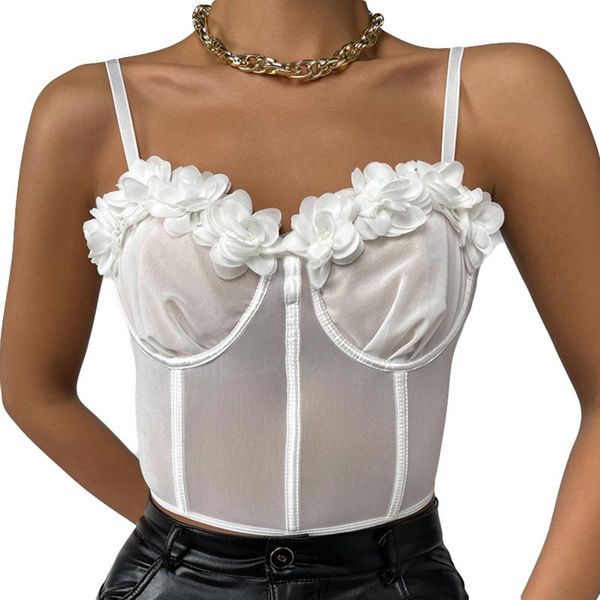 women's tanks & camis 3d flower mesh sheer camisole bustier women sleeveless v neck solid slim fit tank holiday summer casual, White
women's tanks & camis 3d flower mesh sheer camisole bustier women sleeveless v neck solid slim fit tank holiday summer casual, White