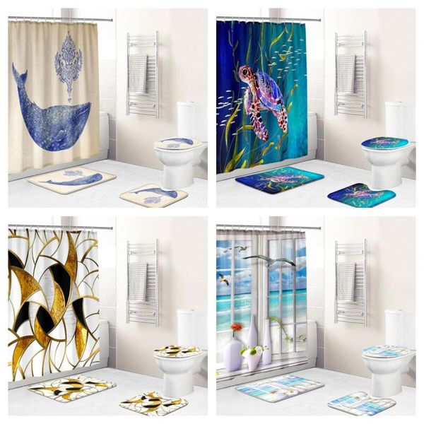 marine animal landscape waterproof fabric bathroom accessories shower curtain 4-piece set of non slip carpet bath mat accessory
marine animal landscape waterproof fabric bathroom accessories shower curtain 4-piece set of non slip carpet bath mat accessory