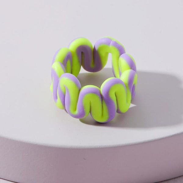 trendy mixed-color colorful soft pottery clay rings for women fashion geometric hand-made curved round chunky jewelry gifts, Silver
trendy mixed-color colorful soft pottery clay rings for women fashion geometric hand-made curved round chunky jewelry gifts, Silver