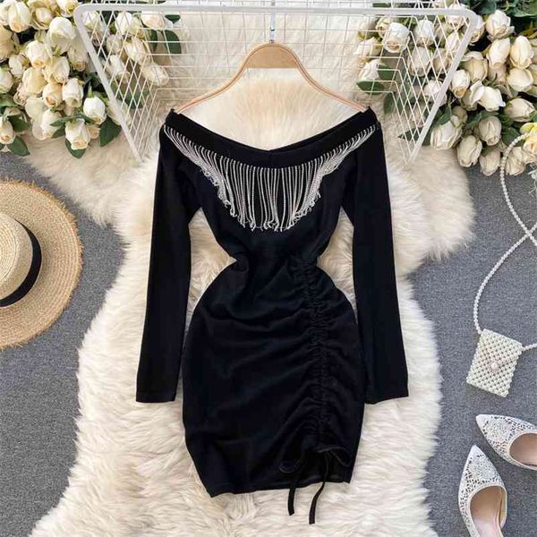 spring and summer retro solid color vestidos female round neck fringe halter slim slimming mini dress gk003 210507, Black;gray
spring and summer retro solid color vestidos female round neck fringe halter slim slimming mini dress gk003 210507, Black;gray
