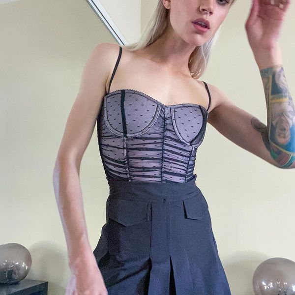 shestyle mesh wrap crop women 2021 new arrivals summer ruched spaghetti strap camisole backless slim vestby air, Black;white
shestyle mesh wrap crop women 2021 new arrivals summer ruched spaghetti strap camisole backless slim vestby air, Black;white