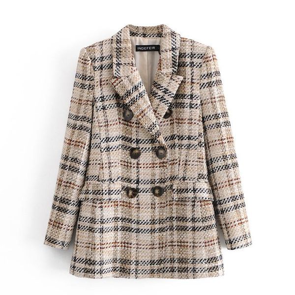 women's suits & blazers autumn women fashion double breasted tweed check coat vintage casual long sleeve pockets female plaid outerwear, White;black
women's suits & blazers autumn women fashion double breasted tweed check coat vintage casual long sleeve pockets female plaid outerwear, White;black