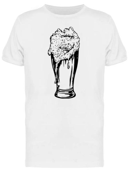 glass of beer with foam b&w men's tee -image by shutterstock, White;black 
glass of beer with foam b&w men's tee -image by shutterstock, White;black