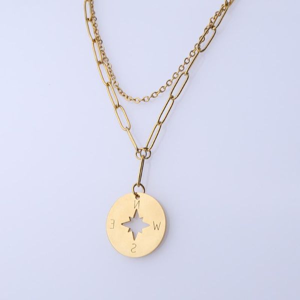 pendant necklaces stainless steel hollow compass necklace for women medal metal clavicle chain mirror polished gold color, Silver
pendant necklaces stainless steel hollow compass necklace for women medal metal clavicle chain mirror polished gold color, Silver