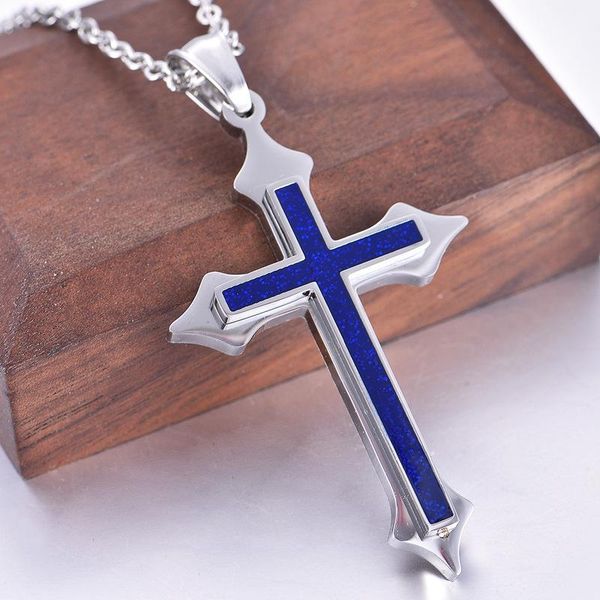 pendant necklaces titanium steel european and american fashion stainless glue dropping blue cross trend necklace accessories, Silver
pendant necklaces titanium steel european and american fashion stainless glue dropping blue cross trend necklace accessories, Silver