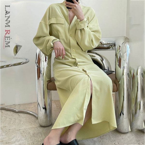 women green belt buttons mid-long dress v-neck long sleeve loose fit fashion tide spring autumn 2e1501 210507, Black;gray
women green belt buttons mid-long dress v-neck long sleeve loose fit fashion tide spring autumn 2e1501 210507, Black;gray