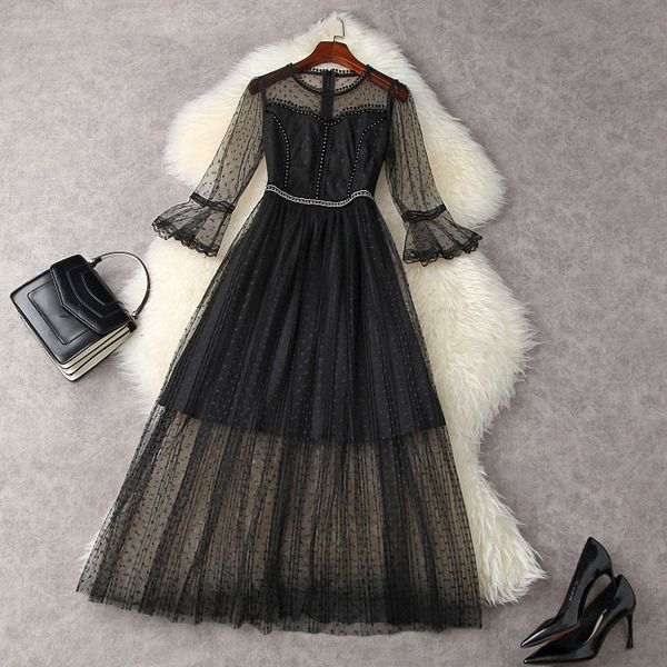 casual dresses spring summer 4/5 sleeve round neck black retro polka dot tulle rivet panelled mid-calf dress elegant 21a062036 jl16, Black;gray
casual dresses spring summer 4/5 sleeve round neck black retro polka dot tulle rivet panelled mid-calf dress elegant 21a062036 jl16, Black;gray