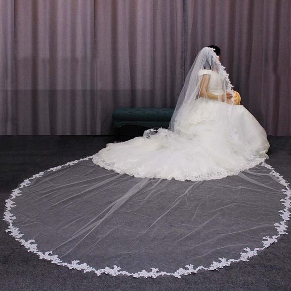 bridal veils elegant lace appliques long wedding veil 4 meters one layer white ivory tulle welon veu de noiva 2021, Black
bridal veils elegant lace appliques long wedding veil 4 meters one layer white ivory tulle welon veu de noiva 2021, Black