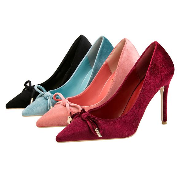 korean banquet high heels women's high heel thin heel light mouth solid color pointed thin bow single shoes, Black
korean banquet high heels women's high heel thin heel light mouth solid color pointed thin bow single shoes, Black