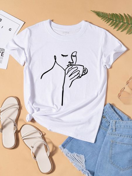 figure graphic round neck tee 24wy#, White
figure graphic round neck tee 24wy#, White