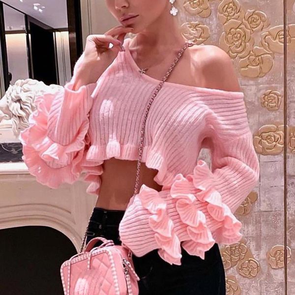 women's sweaters pink color women ruffles pullover harajuku long sleeve o-neck autumn winter clothing 2021 sj2915f, White;black
women's sweaters pink color women ruffles pullover harajuku long sleeve o-neck autumn winter clothing 2021 sj2915f, White;black