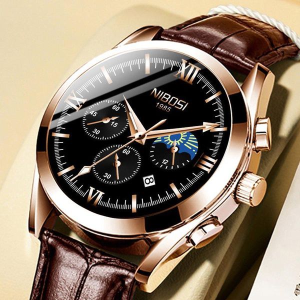 wristwatches nibosi leather mens watches high-end luxury fashion sport wristwatch men waterproof chronograph auto date quartz relogio male, Slivery;brown
wristwatches nibosi leather mens watches high-end luxury fashion sport wristwatch men waterproof chronograph auto date quartz relogio male, Slivery;brown