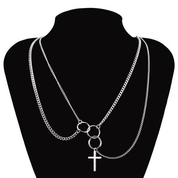 pendant necklaces hip hop multi-layer ring cross necklace punk gothic stacking fried street trend personality man women gift, Silver
pendant necklaces hip hop multi-layer ring cross necklace punk gothic stacking fried street trend personality man women gift, Silver
