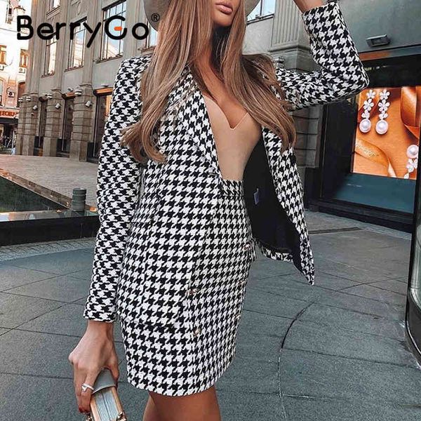 berrygo fashionable plaid women's suit two piece office long sleeve short skirt autumn single button 210513, White
berrygo fashionable plaid women's suit two piece office long sleeve short skirt autumn single button 210513, White
