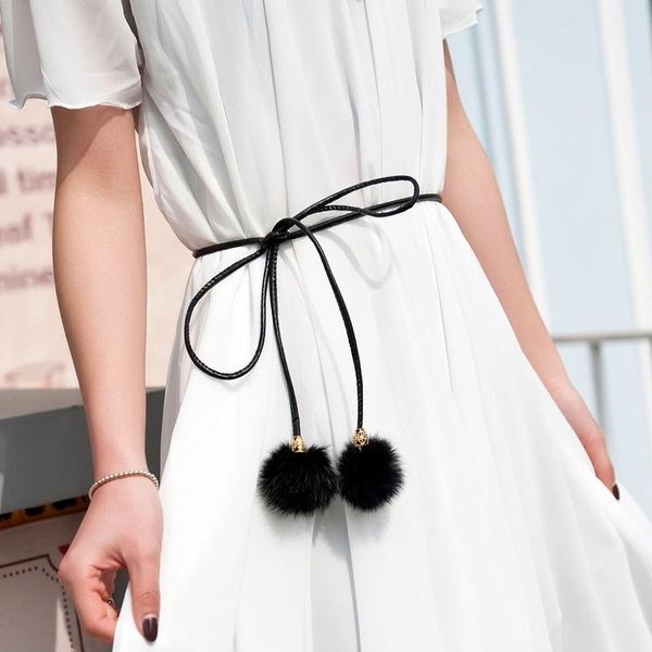 women thin belt decorated waist chain ladies sweater dress chains fashion knotted ball type rope straps belts, Black;brown
women thin belt decorated waist chain ladies sweater dress chains fashion knotted ball type rope straps belts, Black;brown