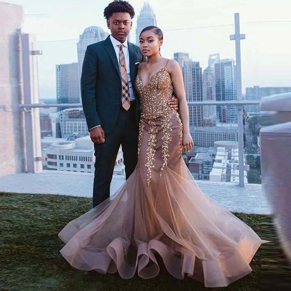 elegant spaghetti straps mermaid long prom dresses lace applique tulle formal party evening dresses, Black
elegant spaghetti straps mermaid long prom dresses lace applique tulle formal party evening dresses, Black