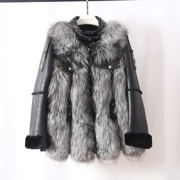 women's fur & faux oftbuy 2021 real natural silver winter jacket women coat double-faced merino sheep genuine leather warm outerwear, Black
women's fur & faux oftbuy 2021 real natural silver winter jacket women coat double-faced merino sheep genuine leather warm outerwear, Black