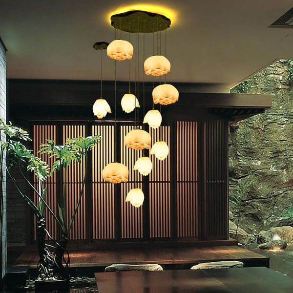 pendant lamps chinese lotus chandelier zen living room porch lighting personalized staircase simple creative lamp
pendant lamps chinese lotus chandelier zen living room porch lighting personalized staircase simple creative lamp