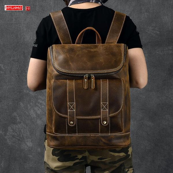 backpack genuine leather men's 15.6 inch lapbag men travel backpacks vintage crazy horse male school bags 2021
backpack genuine leather men's 15.6 inch lapbag men travel backpacks vintage crazy horse male school bags 2021