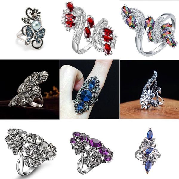 cluster rings bohemian collection 9 styles crystal women's ring exquisite engagement party famale peacock jewelry hand accessories, Golden;silver
cluster rings bohemian collection 9 styles crystal women's ring exquisite engagement party famale peacock jewelry hand accessories, Golden;silver