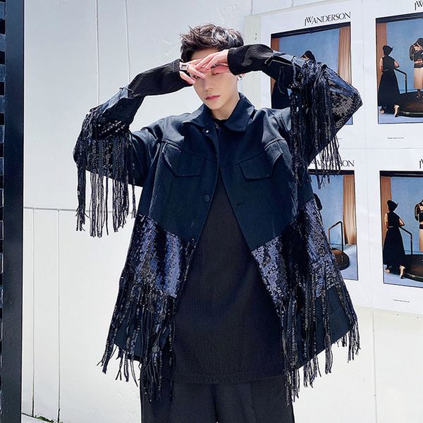 men's jackets men heavy craft sequin tassels jacket male harajuku streetwear vintage casual coat outerwear dancer singer stage show clo, Black;brown
men's jackets men heavy craft sequin tassels jacket male harajuku streetwear vintage casual coat outerwear dancer singer stage show clo, Black;brown
