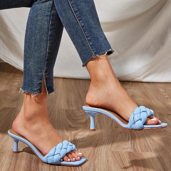 fashion women slippers open toe weave design thin high heels summer slides slip on mules shoes plus size 35-41, Black
fashion women slippers open toe weave design thin high heels summer slides slip on mules shoes plus size 35-41, Black