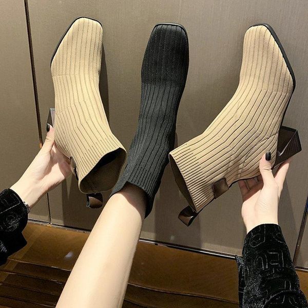 boots 2021 knitting women square toe autumn winter ankle high heel zipper short size 35-39 botas de mujer, Black
boots 2021 knitting women square toe autumn winter ankle high heel zipper short size 35-39 botas de mujer, Black
