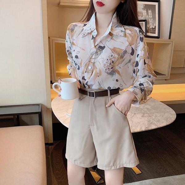 women's tracksuits korean fahsion shorts set women 2021 summer single-breasted print chiffon shirt and high waist belt short pants 2 pi, Gray
women's tracksuits korean fahsion shorts set women 2021 summer single-breasted print chiffon shirt and high waist belt short pants 2 pi, Gray