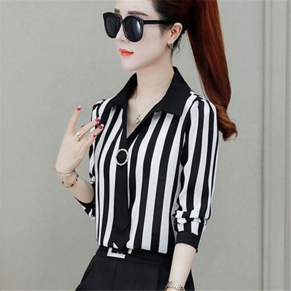 women's blouses & shirts striped printing pullover chiffon women blouse lapel long sleeve loose bottoming shirt spring autumn female ca, White
women's blouses & shirts striped printing pullover chiffon women blouse lapel long sleeve loose bottoming shirt spring autumn female ca, White