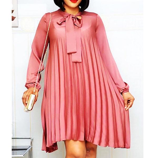 casual dresses elegant stand bow collar pleated woman dress 2021 autumn summer loose long sleeve party women african plus size clothes, Black;gray
casual dresses elegant stand bow collar pleated woman dress 2021 autumn summer loose long sleeve party women african plus size clothes, Black;gray