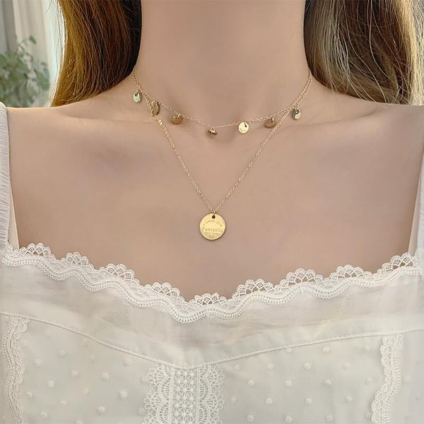 chains double layered simple necklace 2021 women's fashion net red style niche design sense clavicle chain women, Silver
chains double layered simple necklace 2021 women's fashion net red style niche design sense clavicle chain women, Silver