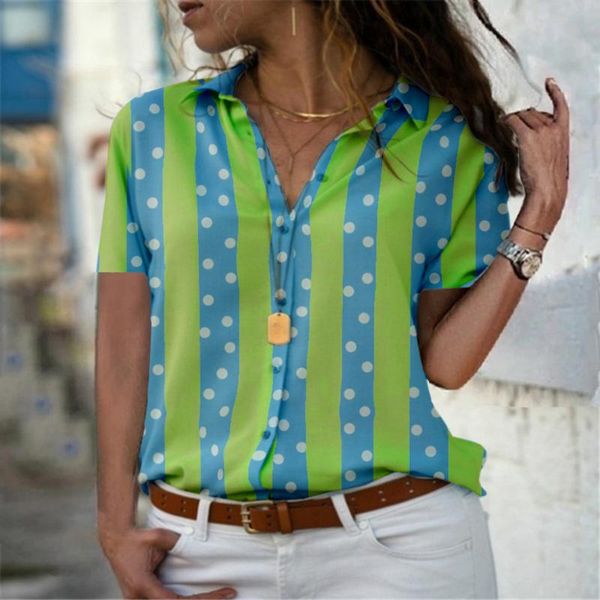 fashion striped polka dot print shirt women casual short sleeve turn-down collar button plus size blouse women's blouses & shirts, White
fashion striped polka dot print shirt women casual short sleeve turn-down collar button plus size blouse women's blouses & shirts, White