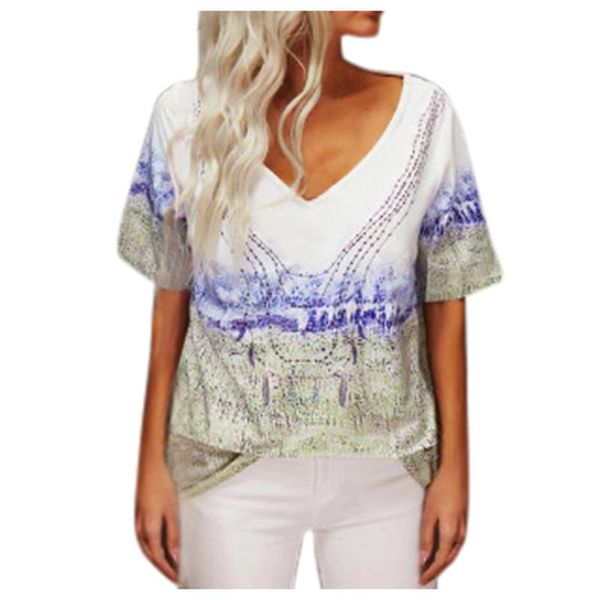 women's t-shirt landscape printed womens casual v neck short sleeve pullover summer woman t shirts loungewear koszulki damskie, White
women's t-shirt landscape printed womens casual v neck short sleeve pullover summer woman t shirts loungewear koszulki damskie, White