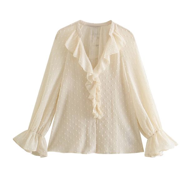 casual chiffon dot ruffle blouse shirt summdr flare sleeve women shirts elegant office lady v-neck button blusa 210430, White
casual chiffon dot ruffle blouse shirt summdr flare sleeve women shirts elegant office lady v-neck button blusa 210430, White