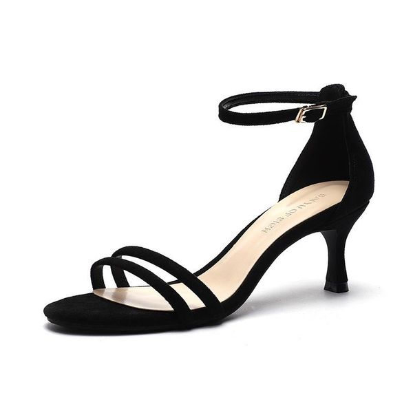 dress shoes flock word band round toe back strap thin heels buckle, Black
dress shoes flock word band round toe back strap thin heels buckle, Black