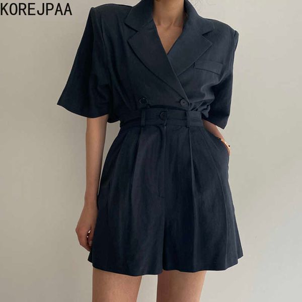 korejpaa women sets summer ladies korean retro lapel loose tie short-sleeved suit jacket high waist casual wide-leg shorts 210526, White
korejpaa women sets summer ladies korean retro lapel loose tie short-sleeved suit jacket high waist casual wide-leg shorts 210526, White