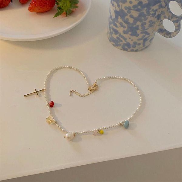 chains aide 1pcs collar necklace for women pearl cross pendant necklaces with colored stone valentine's day gift luxury accesorios, Silver
chains aide 1pcs collar necklace for women pearl cross pendant necklaces with colored stone valentine's day gift luxury accesorios, Silver
