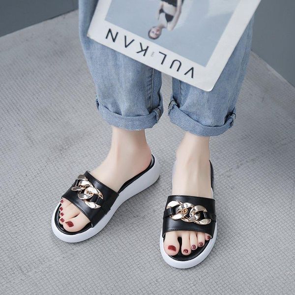 summer outdoor 2021 fashion brand gold metal chain slippers flat heel casual slide beach sandals ladies flip flops shoes, Black
summer outdoor 2021 fashion brand gold metal chain slippers flat heel casual slide beach sandals ladies flip flops shoes, Black