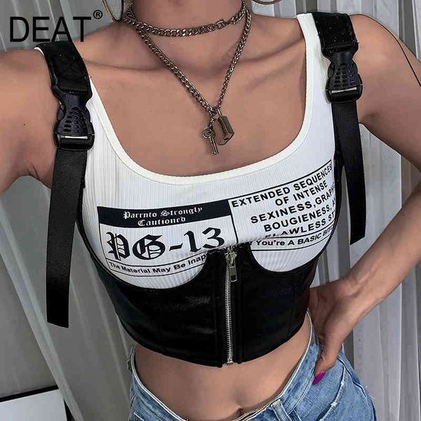 women solid black short tank breast wrap sleeveless personality fashion tide spring and summer 3d1729 210421, White
women solid black short tank breast wrap sleeveless personality fashion tide spring and summer 3d1729 210421, White