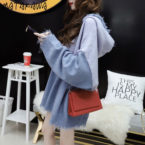 matakawa hooded sweater women loose korean style outer wear autumn and winter wear knitted pullovers 210513, White;black
matakawa hooded sweater women loose korean style outer wear autumn and winter wear knitted pullovers 210513, White;black