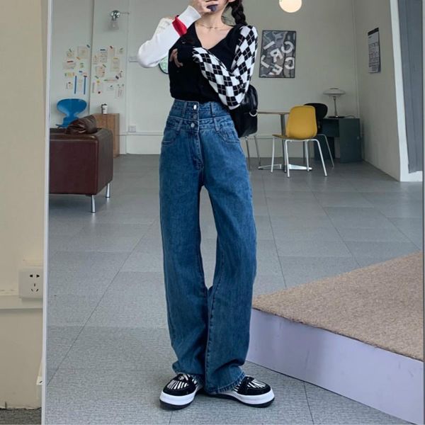 high waist straight wide leg jeans for women loose streetwear female denim trousers plus size full-length baggy pants vintage women's, Blue
high waist straight wide leg jeans for women loose streetwear female denim trousers plus size full-length baggy pants vintage women's, Blue