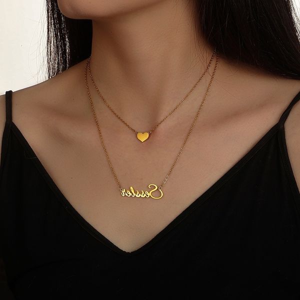 titanium steel double layer love letter custom lettering necklace stainless cut name necklace diy men's and women's, Black
titanium steel double layer love letter custom lettering necklace stainless cut name necklace diy men's and women's, Black