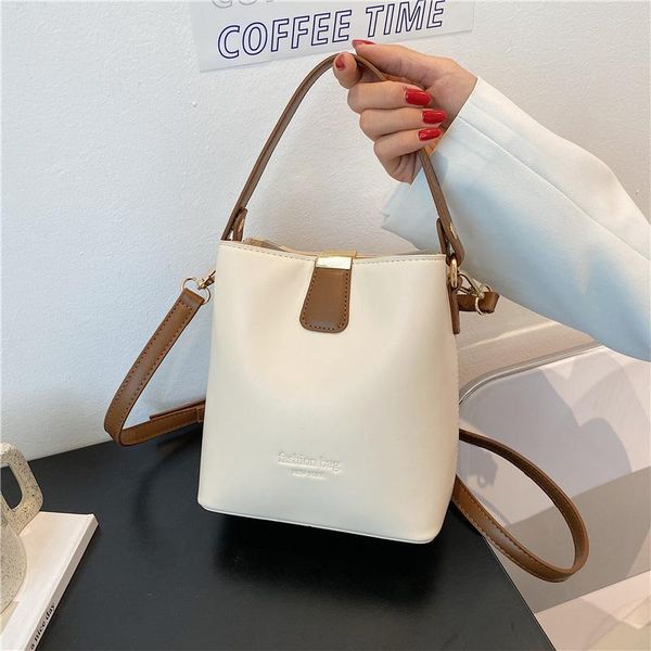 shoulder bags bag female 2021 fashion pu portable bucket net red simple single messenger