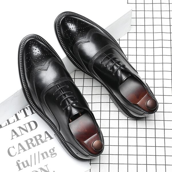 2021 spring brock sho men's busins drs brown pointed soft sole british wedding, Black
2021 spring brock sho men's busins drs brown pointed soft sole british wedding, Black
