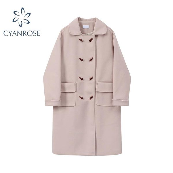 women's wool & blends women elegant preppy style double breasted long woolen coat 2021 winter korean casual straight loose warm jacket, Black
women's wool & blends women elegant preppy style double breasted long woolen coat 2021 winter korean casual straight loose warm jacket, Black