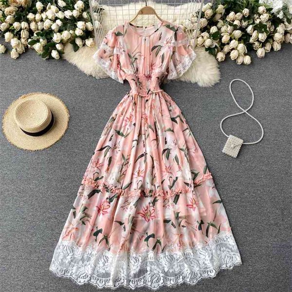 women round neck lace stitching elastic waist thin print a-line dress short sleeve elegant vintage harajuku vestidos s771 210527, Black;gray
women round neck lace stitching elastic waist thin print a-line dress short sleeve elegant vintage harajuku vestidos s771 210527, Black;gray