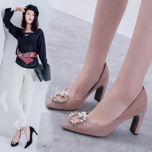 dress shoes 2021 spring european and american style pointed pearl flower thick heel high-heeled square toe fashion, Black
dress shoes 2021 spring european and american style pointed pearl flower thick heel high-heeled square toe fashion, Black