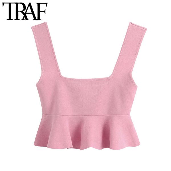 traf women sweet fashion ruffled cropped knitted blouses vintage square collar sleeveless straps female shirts chic 210415, White
traf women sweet fashion ruffled cropped knitted blouses vintage square collar sleeveless straps female shirts chic 210415, White