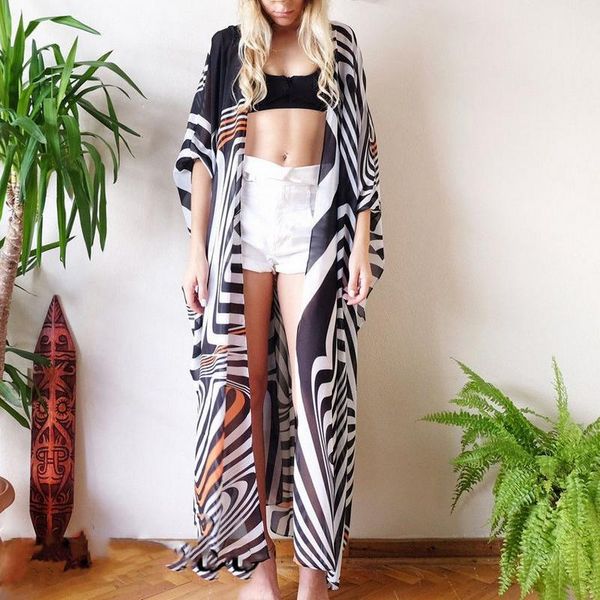 womens summer chiffon cover up floral print multi color long blouse cardigan bandage beachwear bikini kaftan loose women's swimwear, White;black
womens summer chiffon cover up floral print multi color long blouse cardigan bandage beachwear bikini kaftan loose women's swimwear, White;black